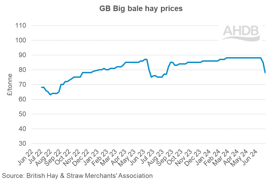 GB Big bale hay weekly prices graph 2024.06.30.
